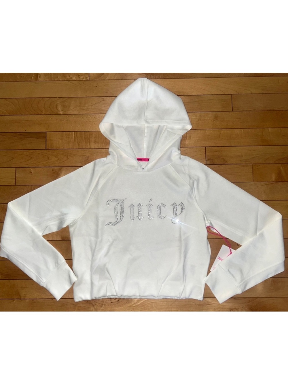 NEW ! NWT JUICY COUTURE OG Big Bling Logo Hoodie  in Cloud Dancer White Size S